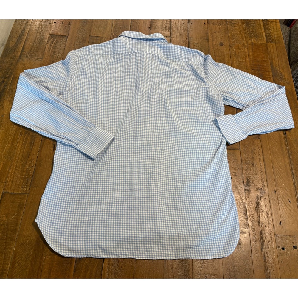 Barba Napoli Mens Gingham Button Down Shirt Blue White Cotton Italy Size L - Picture 11 of 13